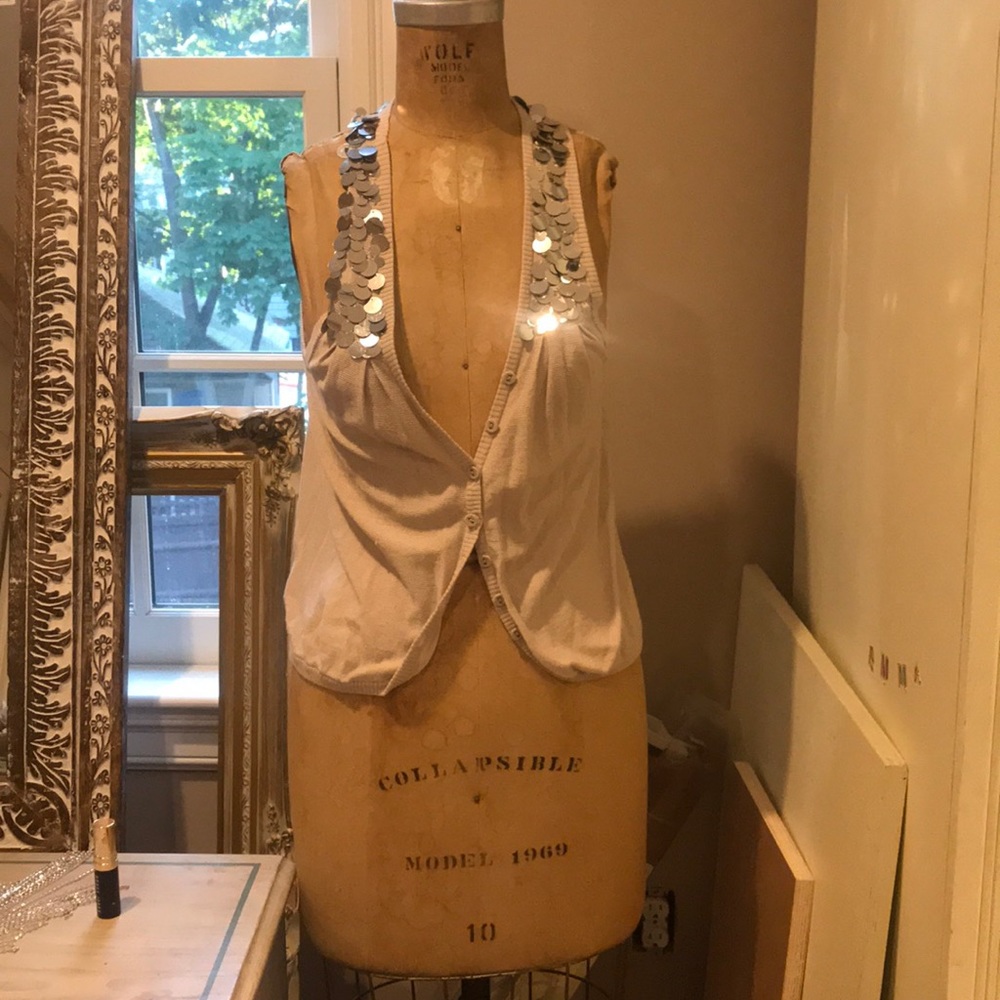 Grey and silver sequence vest